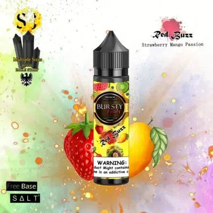 Bursty Red Buzz Freebase eliquid | Strawberry Mango Passion-60ml (Short fill 50ml)-FrenzyFog-Beirut-Lebanon