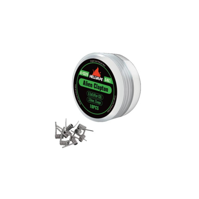 Hellvape A1+SS316 Single Core Alien Clapton Prebuilt Wire 0.3*0.8Flat+32Ga (0.45ohm) (10Pcs/Pack)-A1+SS316 Single Core Alie-FrenzyFog-Beirut-Lebanon