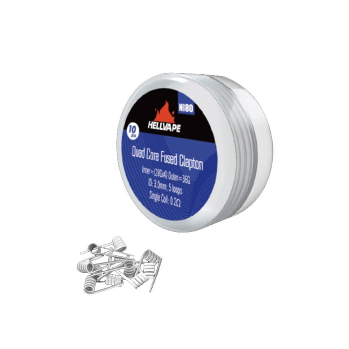 Hellvape Ni80 Quad Core Fused Clapton Prebuilt Wire 28Ga*4+36Ga (0.2ohm) (10Pcs/Pack)-Ni80 Quad Core Fused Single=0.2ohm-FrenzyFog-Beirut-Lebanon
