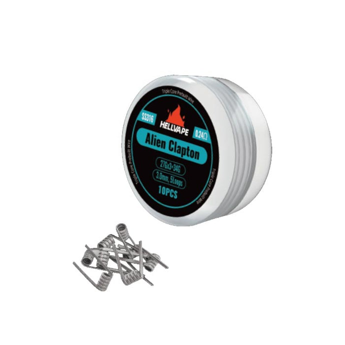 Hellvape SS316 Triple Core Alien Clapton Prebuilt Coil 27 Ga*3+34Ga (0.24ohm) (10Pcs/Pack)-A1+SS316 Triple Core Alien-FrenzyFog-Beirut-Lebanon